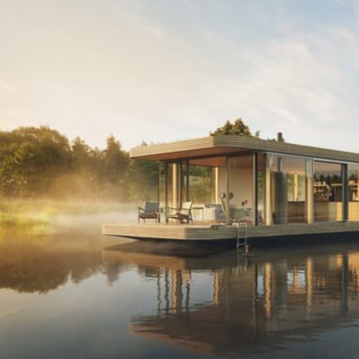 A solar-powered houseboat designed for the water-loving adventurer