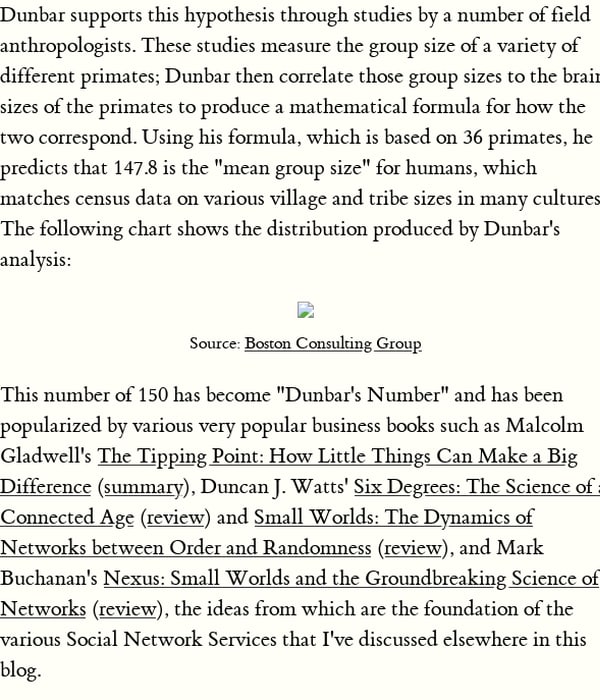 The Dunbar Number as a Limit to Group Sizes