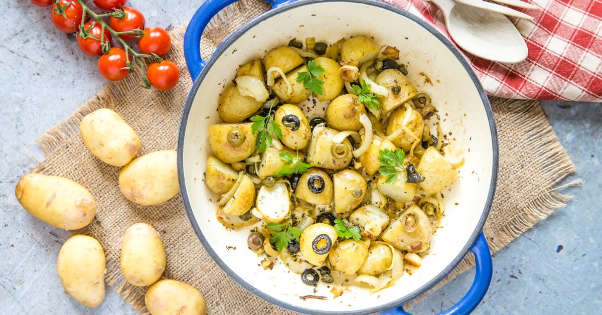 Roasted New Potatoes - Made with Capers and Olives!
