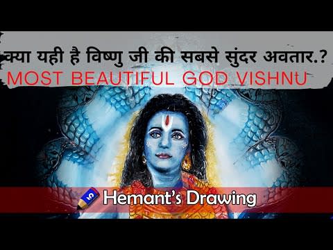 Bhagwan Vishnu Painting, Krishna Painting | भगवान विष्णु | Kalki Avtar | Vishnu Puran | राधाकृष्ण