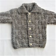 Hand Knitted Basket Weave Patterned Children's Cardigan, Cardigan with Collar