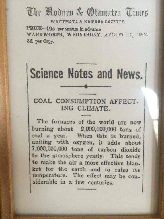 Climate change news reports from 108 years ago.