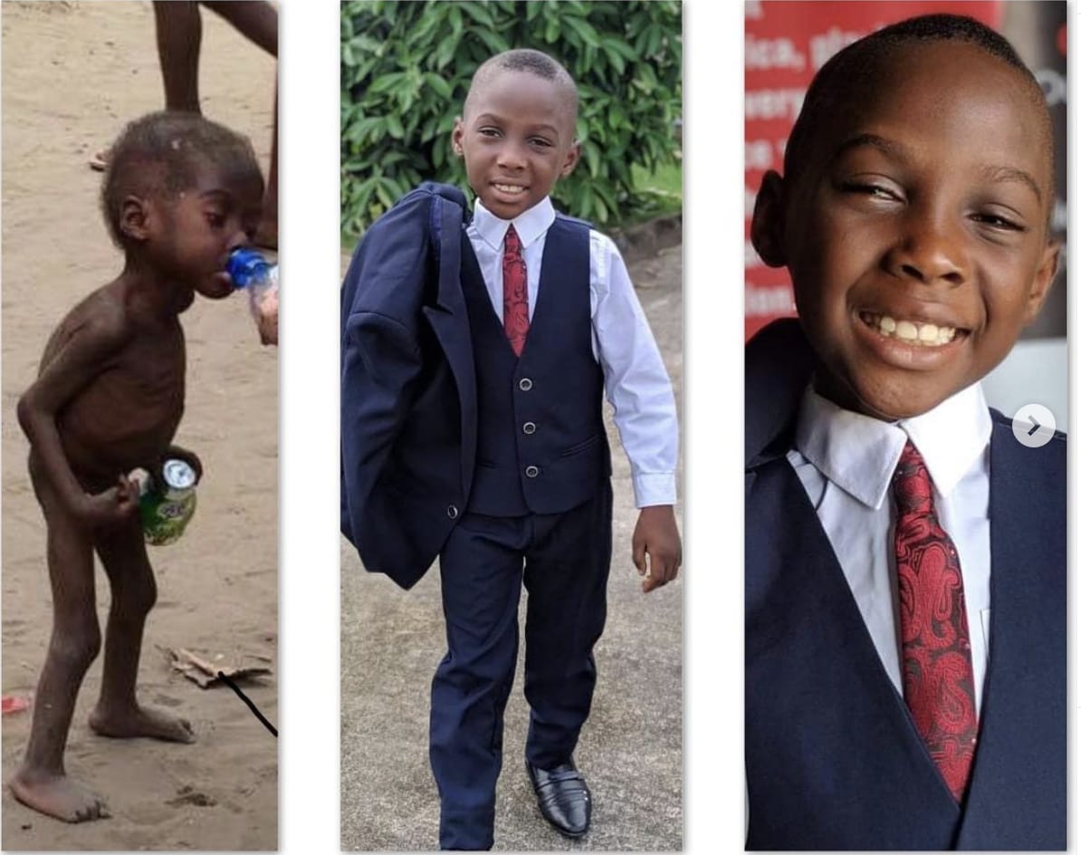 Remember the small naked and starved Nigerian boy from 2016 ? This is Hope now. Five years later ; as the best man at a wedding of the Hope Foundation staffer. Never give up.