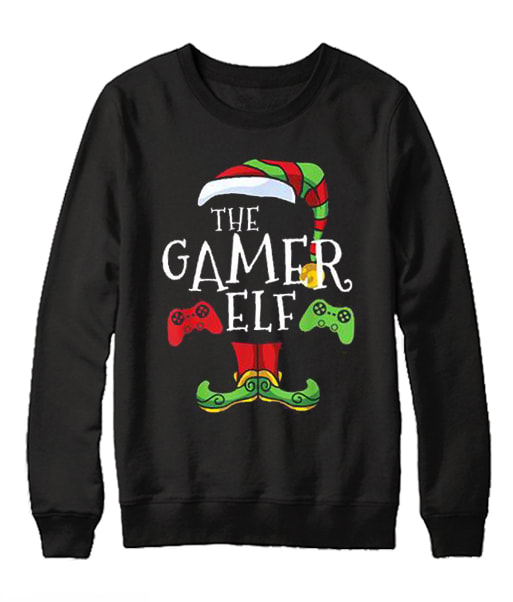 The Gamer Elf Christmas impressive graphic Sweatshirt