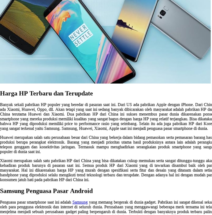 Harga HP Terbaru Paling Update Indonesia