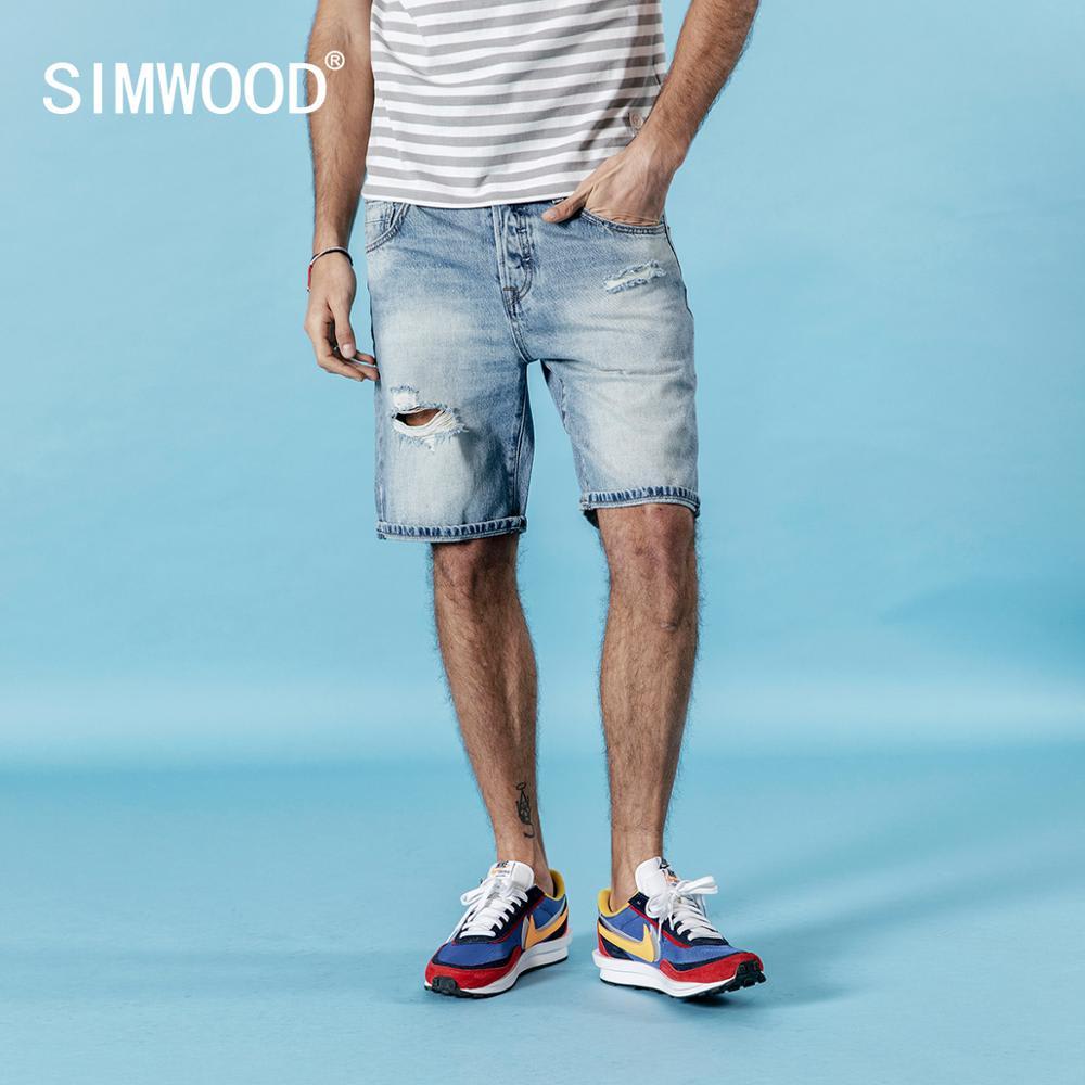 Summer New Denim Shorts Men Slim Fit Ripped Hole Fashion Jeans Trousers