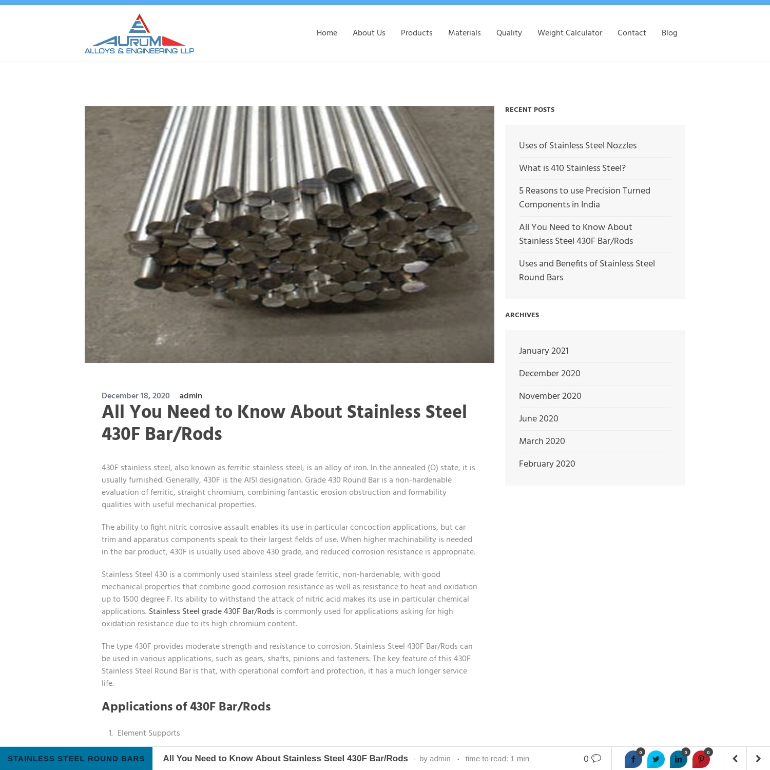 All You Need to Know About Stainless Steel 430F Bar/Rods