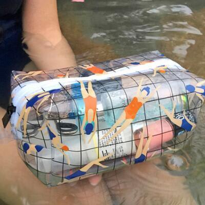 cute Transparent PVC Cosmetic Bag - swimming