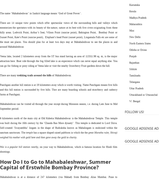 Mahabaleshwar Summer Capital of Bombay Province