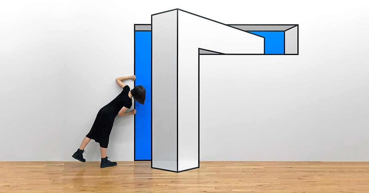 Artist Uses Tape to Turn Flat Surfaces into Fun and Colorful 3D Illusions
