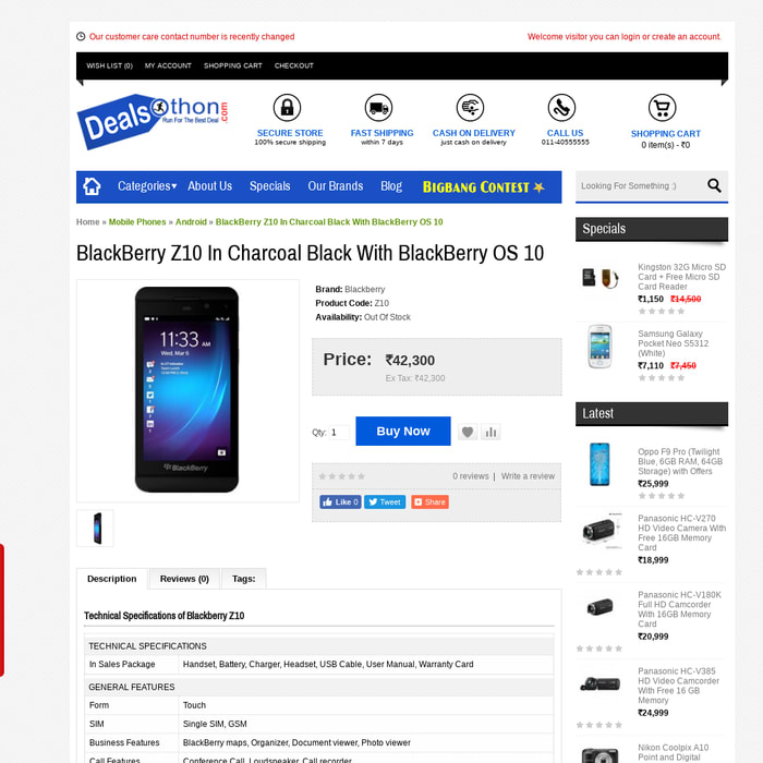 BlackBerry Z10 In Charcoal Black With BlackBerry OS 10