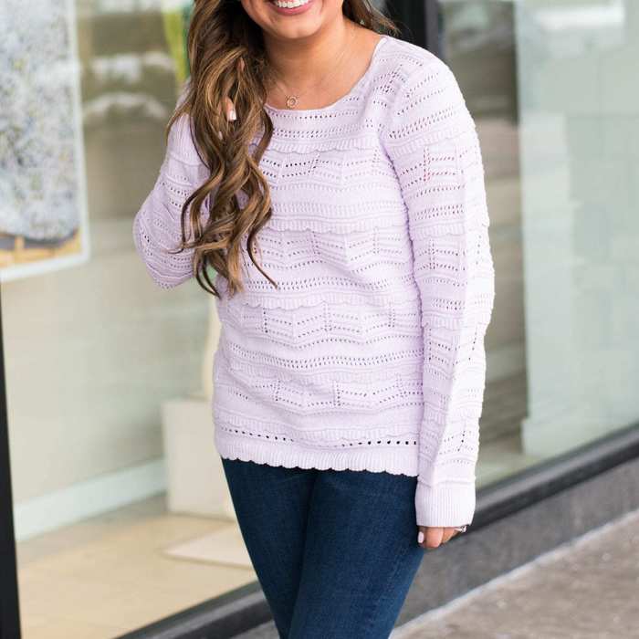 Lilac Pointelle Sweater