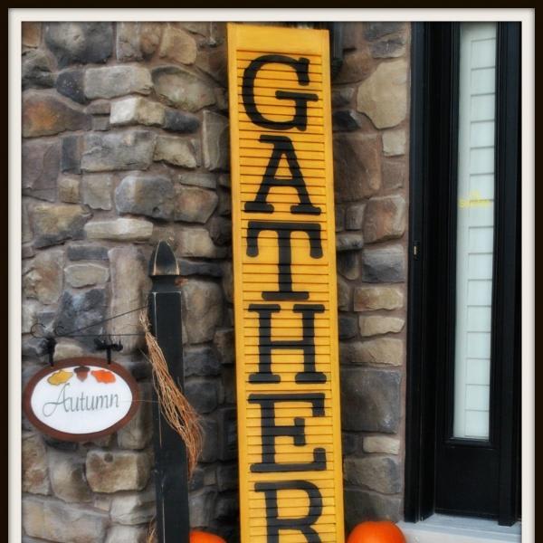 DIY Thanksgiving painted Gather Shutter for your home