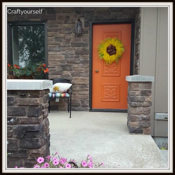 September Yellow Mesh Sunflower Door Wreath - Craft