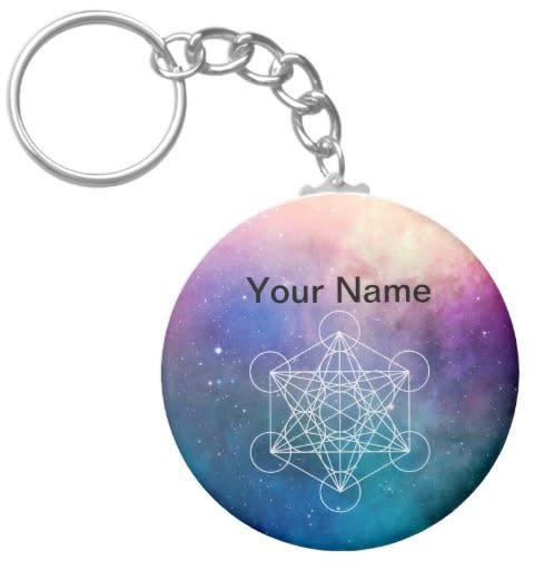 Name Personalized Sacred Geometry Metatron's Cube Keychain