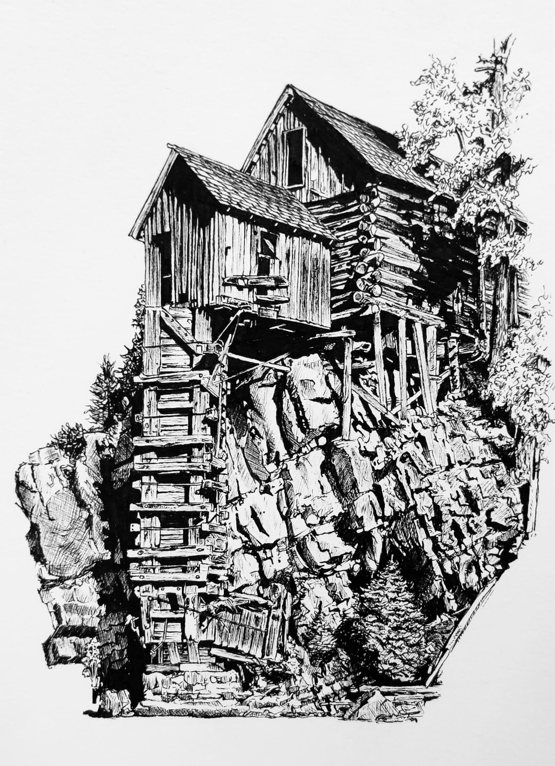 Crystal Mill in Colorado, drawing by me!