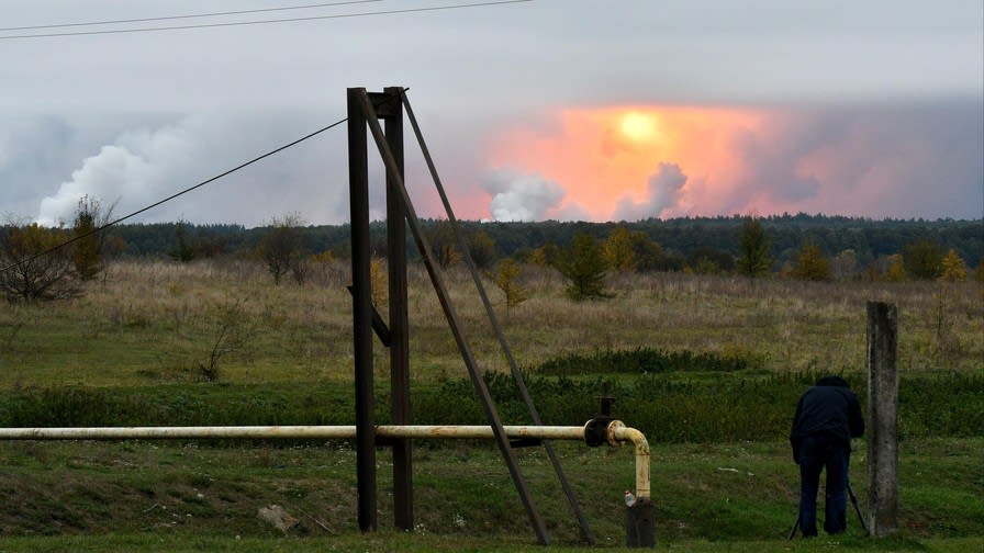More than 10,000 evacuated after fire, explosions at Ukraine ammunition depot