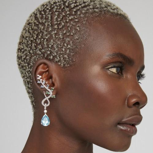 Davidor Feuillage 18K White Gold Multi-Stone Earrings