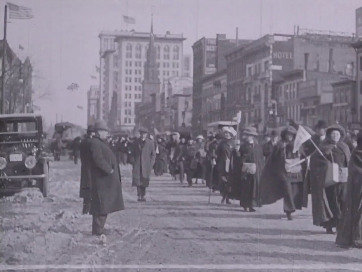 Today is the 100th anniversary of the ratification of the 19thAmendment which granted women the right to vote. This 1913 newsreel shows a “Suffrage Hike” from Newark, NJ to Washington, DC for a women's suffrage parade set the day before President Woodrow Wilson's inauguration.