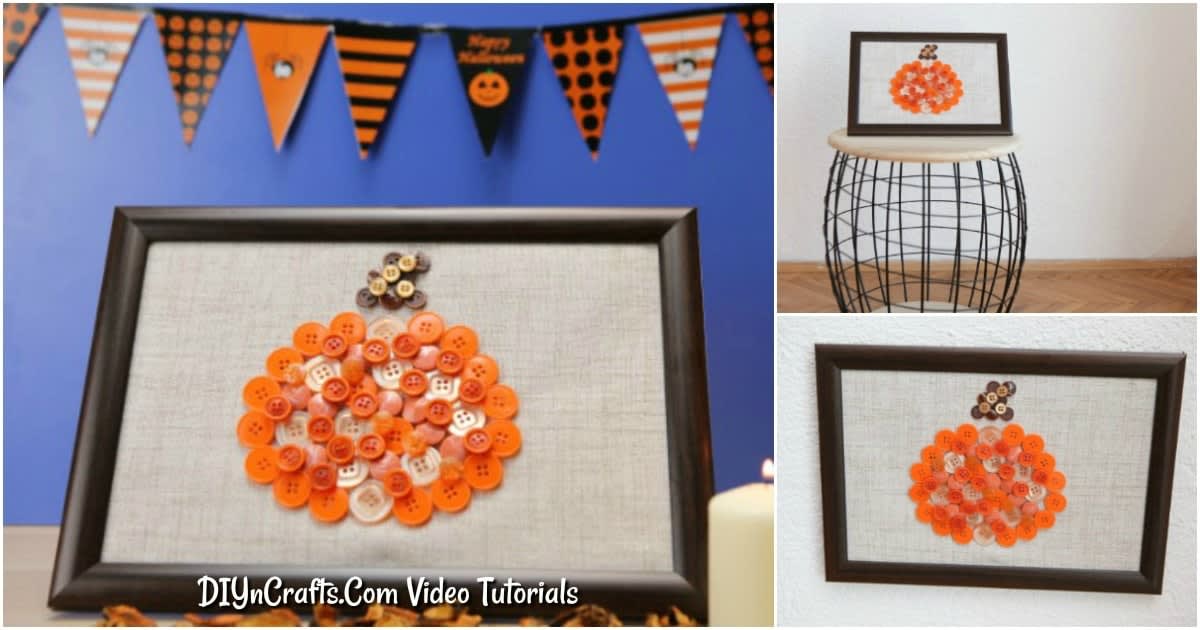 Easy DIY Pumpkin Button Wall Art Decoration