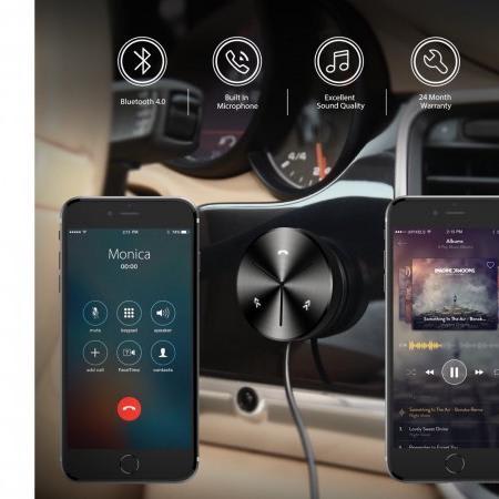 AUKEY Bluetooth Receiver Car Kit with 3-Port USB Car Charger