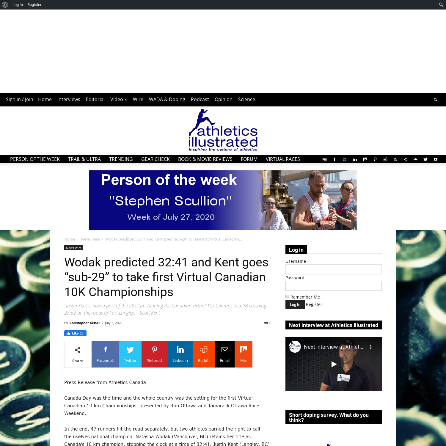 Natasha Wodak and Justin Kent win first ever Canada Day Virtual 10K