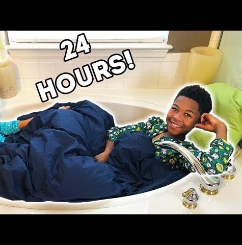 24 Hour Challenge Overnight in Our Parents Bathroom!!