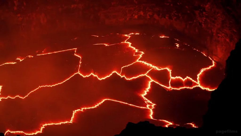 Lava flowing inside the Kilauea Volcano in Hawaii.