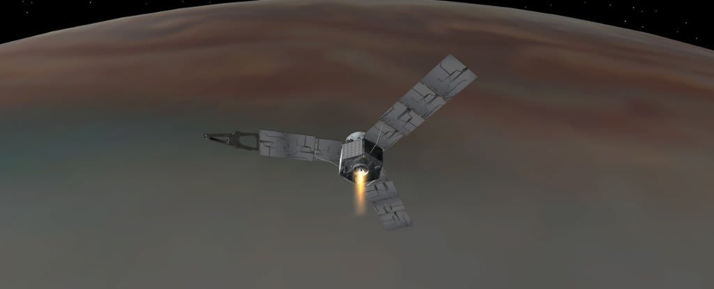 Juno just burned its thrusters for an intense 10 hours to outrun Jupiter's shadow