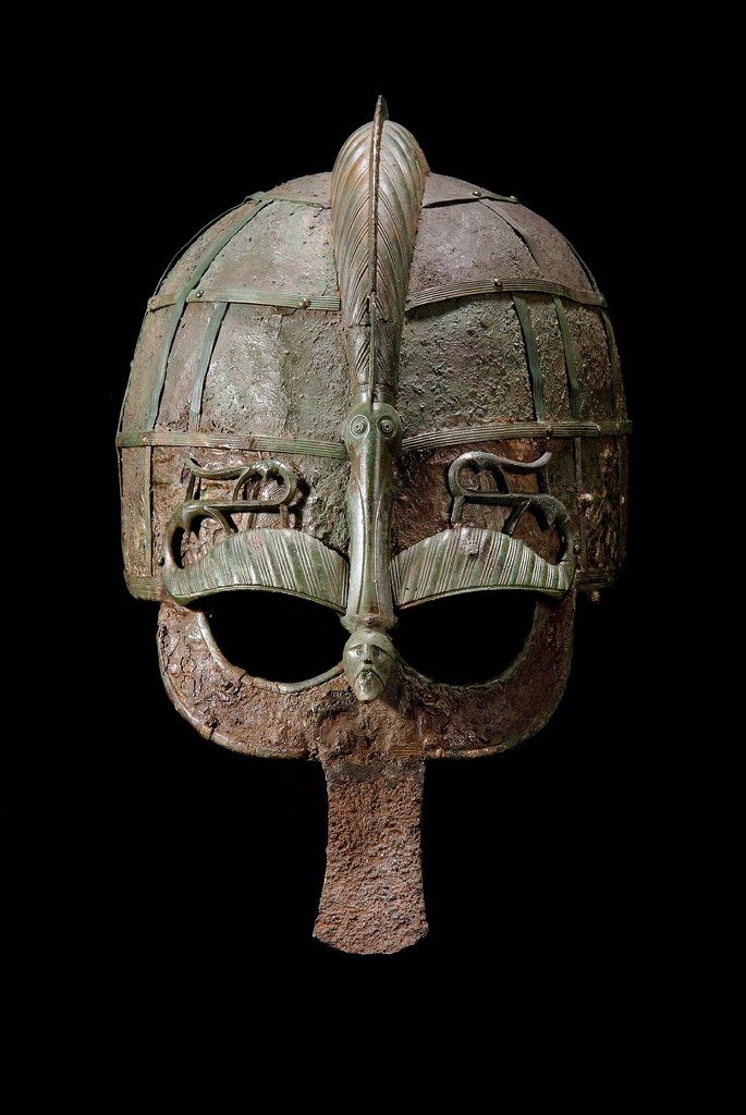 A 7th century helmet which was discovered inside a ship burial at Vendel, Uppland, Sweden