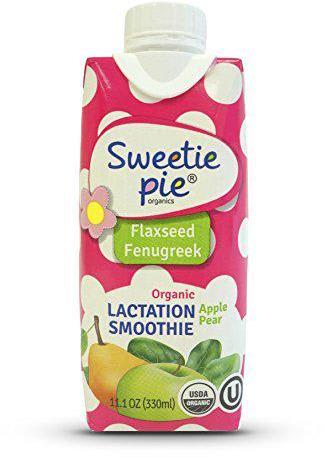 Sweetie Pie Organics Lactation Smoothie, Apple Pear with Flaxseed and Fenugreek, 12 Count