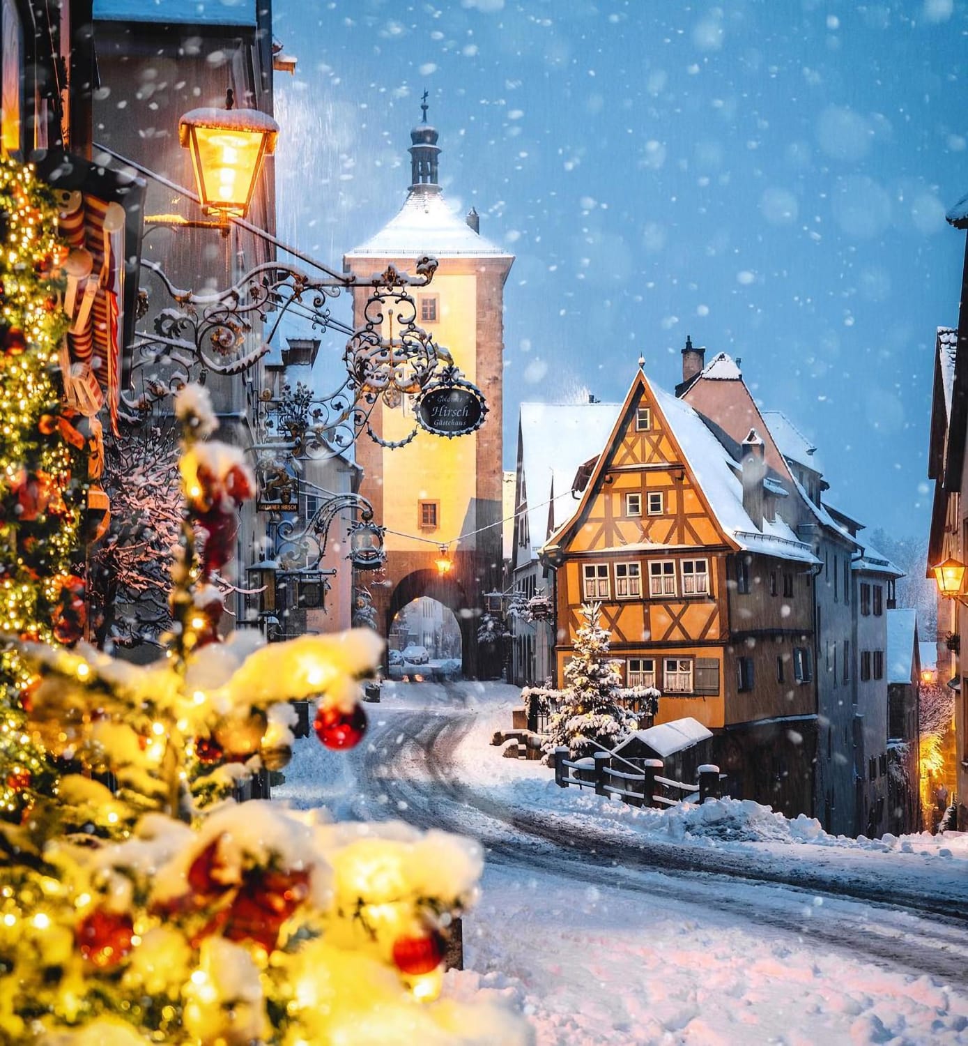 Winter in Rothenburg ob der Tauber, northern Bavaria, Germany