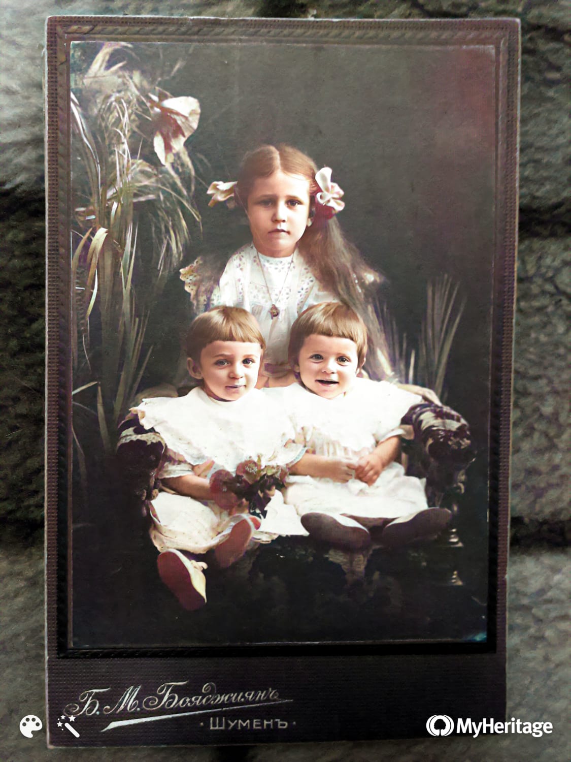 My great-grandmother and her twin brothers (ca 1905)
