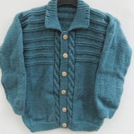 Hand Knitted Children's Cabled Cardigan, Aran Weight Cardigan