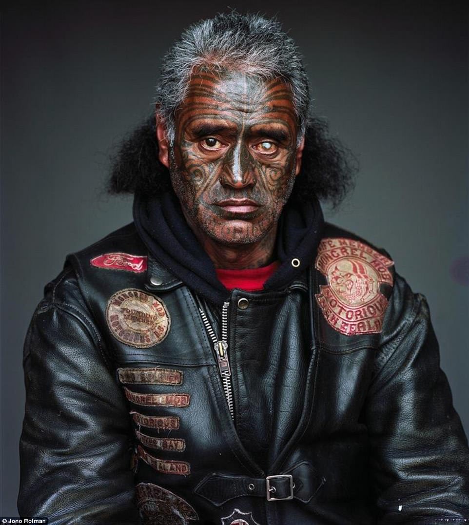 Bung Eye, a member of the notorious New Zealand street gang, The Mighty Mongrel Mob. The gang has been active since the 1960's, and remain one of the largest in the country.