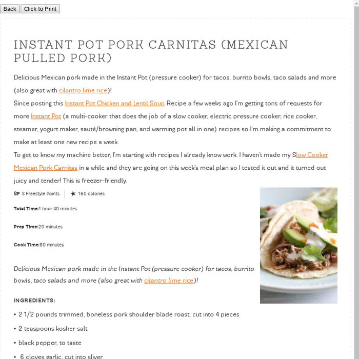 Instant Pot Pork Carnitas (Mexican Pulled Pork