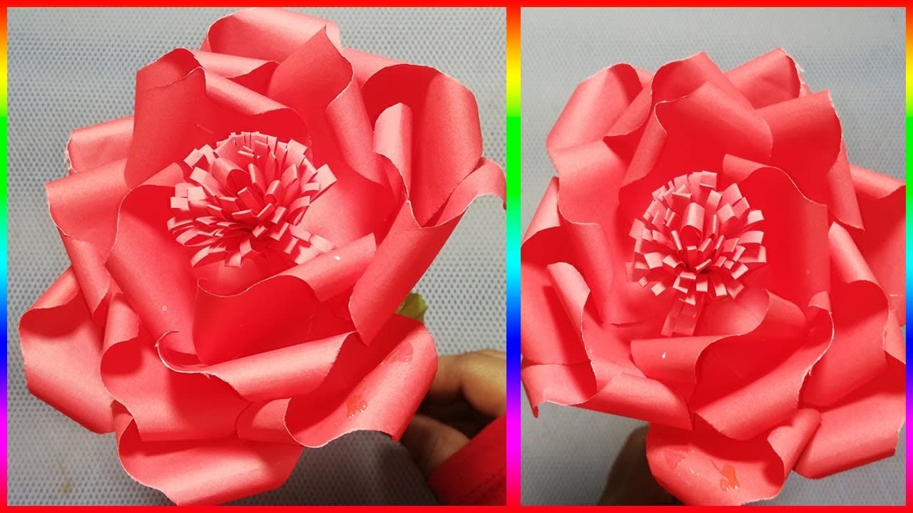 Handicraft Paper Rose Flower Making! DIY Paper Flower Making