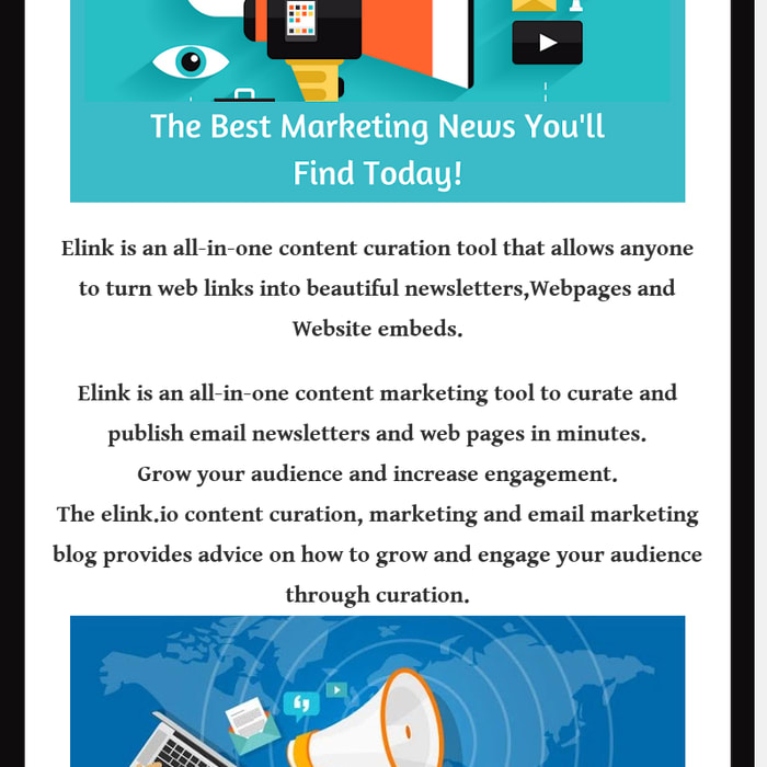 Elink is an all-in-one content marketing tool to curate and publish email newsletters and web pages in minutes