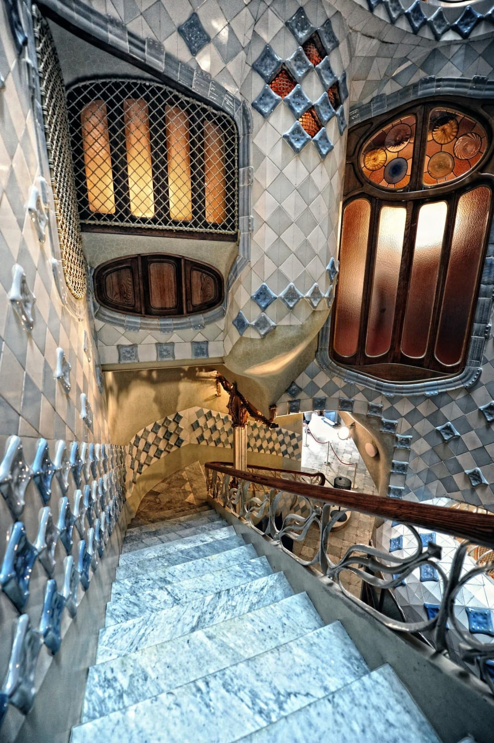 Casa batlló staircase, by Antoni Gaudí. Barcelona, Spain.