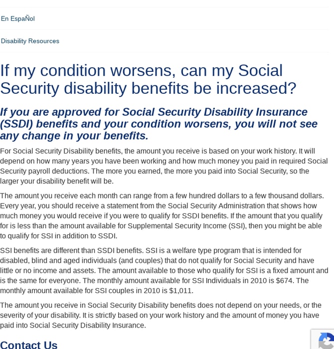 If my condition worsens, can my Social Security disability benefits be increased?