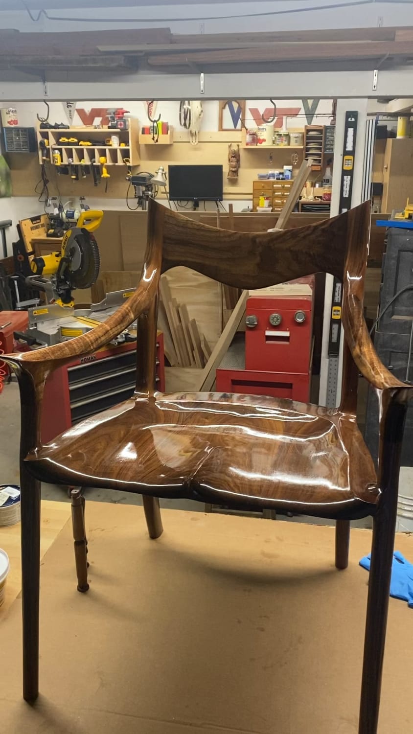 Maloof styled chair by a beginner. Lotta help at Palomar College. Check out the CFT program there…