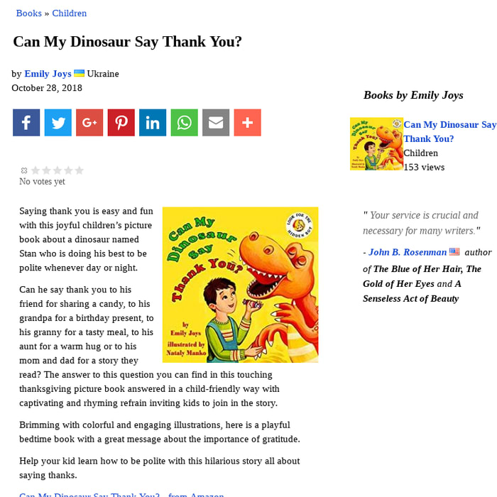 Can My Dinosaur Say Thank You? (book) by Emily Joys