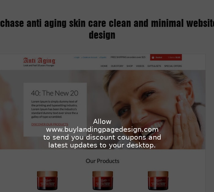 anti aging skin care clean and minimal website design