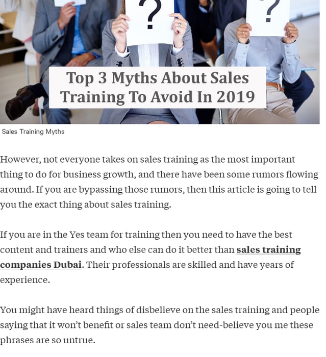 Top 3 Myths About Sales Training To Avoid In 2019