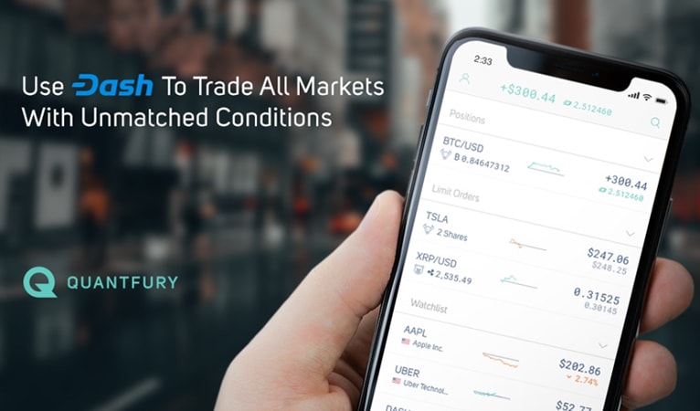 Quantfury Adds Dash, Enables Holders to Trade Crypto, Currencies, Stocks, Commodities