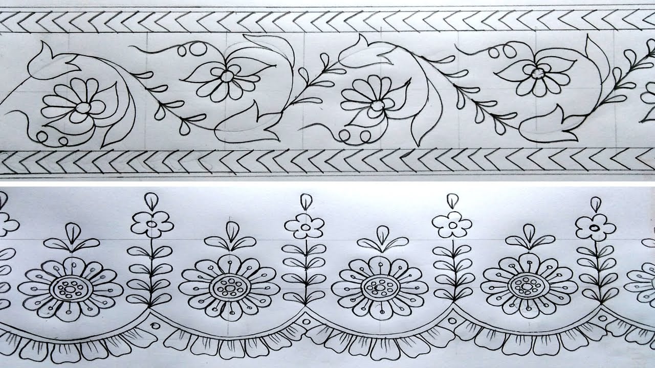 Cute and Easy drawings online\Learn to draw border embroidery designs\Vector drawing online
