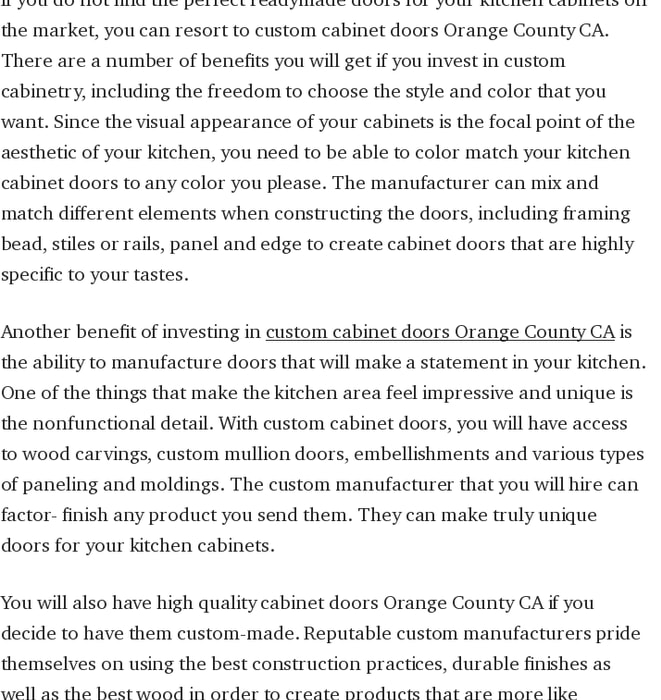 Reasons To Invest In Custom Cabinet Doors Orange County CA
