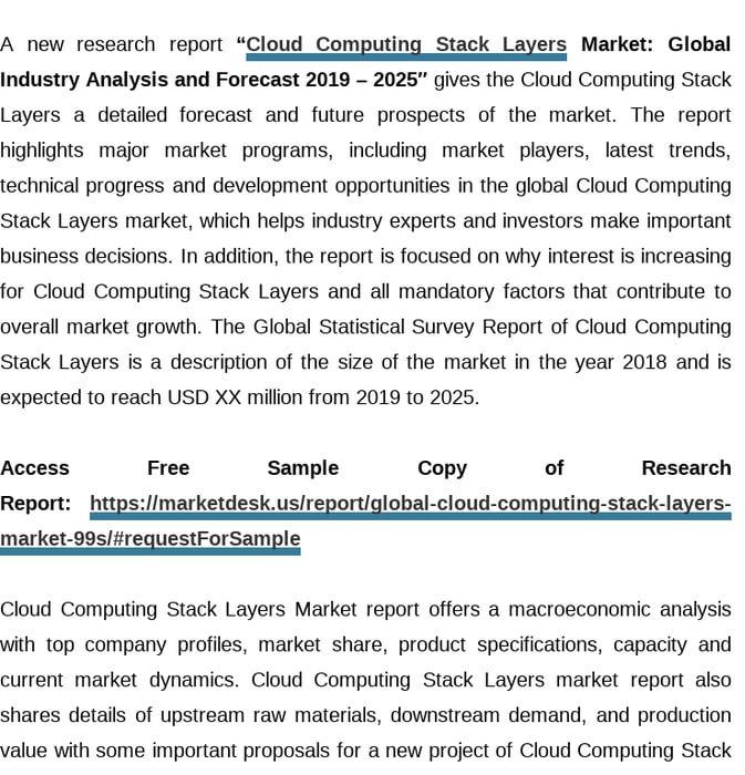 Global Cloud Computing Stack Layers Market Analysis Report: Key Trends, Opportunities, Players and Competitive Landscape