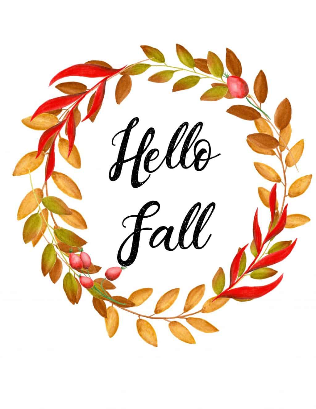 Free Autumn Printables- Watercolor and Calligraphy fall art