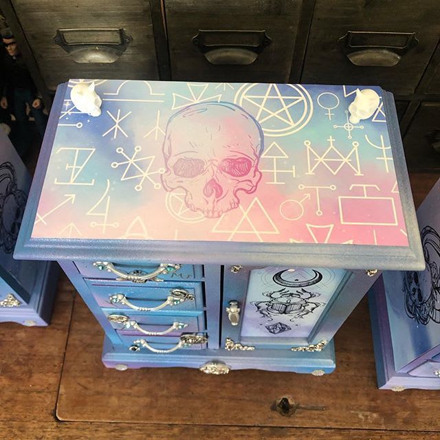 Curiology Ltd on Instagram: “Booked in Pastel Goth jewellery boxes have been completed and shipped! I’ll be working on the Witch boxes next, then the Poe boxes. I’ll…”